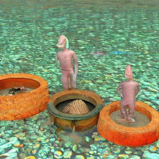 fishman, three fish , small pond,, 
, 3D