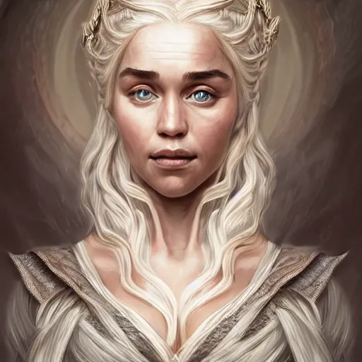 a portrait painting of daenerys targaryen, fantasy art, intricate, elegant, highly detailed, digital painting, concept art, sharp focus, illustration, golden ratio