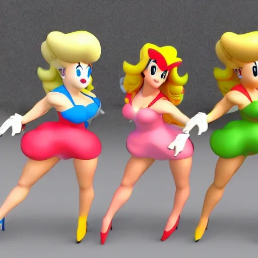 Sexy Princess Peaches, 3D, Cartoon mariobros
