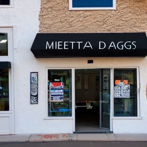 store front with the name" METATAG DESIGNS" on it