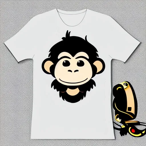 monkey mascot, t-shirt design, super cute, 2d, vector, flat', ve ...