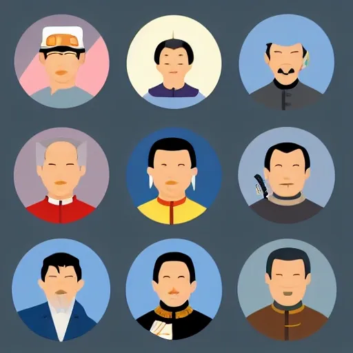 icons of Chinese man ,flat style