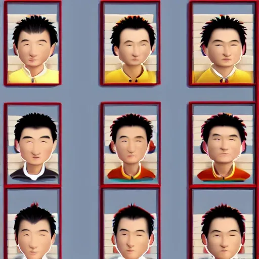 icons of Chinese man, 3D