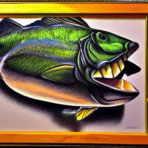 large mouth bass' 
, Oil Painting, Cartoon, 3D, Pencil Sketch, 3D, 3D