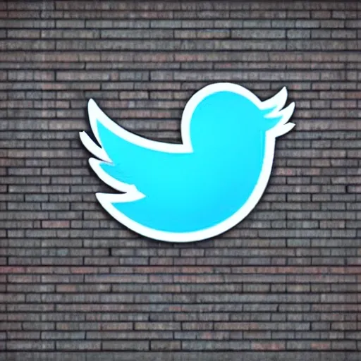 Hyper realistic Twitter logo made with neon red lights on a bricks wall during the night 