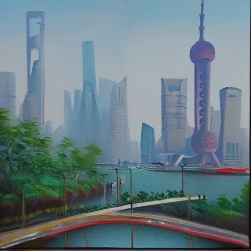 Shanghai scenery, Oil Painting