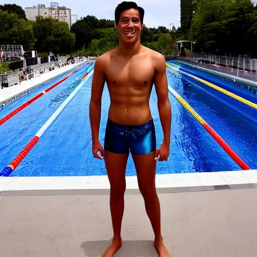 Generate a full-body image of a male celebrity who is a swimmer ...