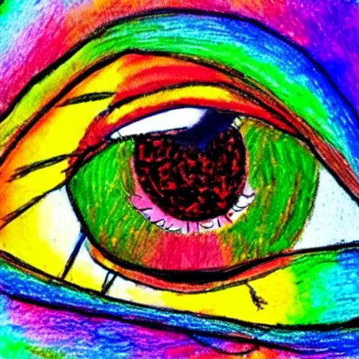 childrens drawing of Colorful fantasy eye, Trippy