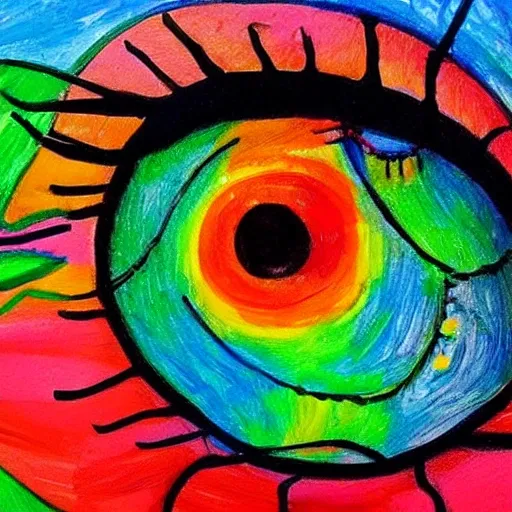 childrens drawing of Colorful fantasy eye, Oil Painting