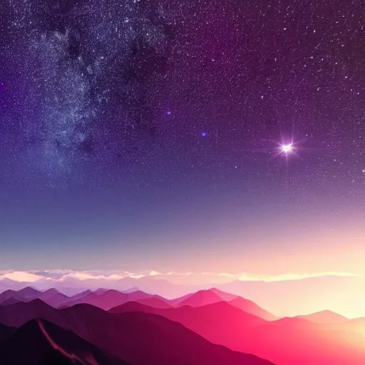 Mountains purple dark silent peaceful stars night sunset girl le ...