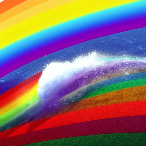 Imagine the Internet as someone surfing a vivid rainbow that melts into a sea with giant waves. 