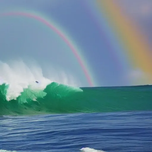 Imagine the Internet as someone surfing a rainbow that melts into a sea with giant waves. 