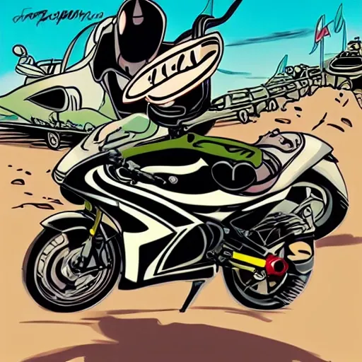 genera una moto inspirada en una cobra, Cartoon