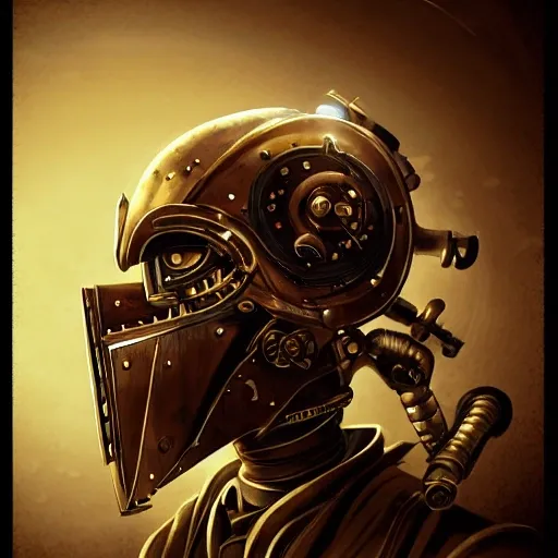 steampunk helmet fantasy art mask robot ninja stylized digital illustration sharp focus, elegant intricate digital painting artstation concept art global illumination ray tracing advanced technology chaykin howard and campionpascale and cooke darwyn and davis jack 