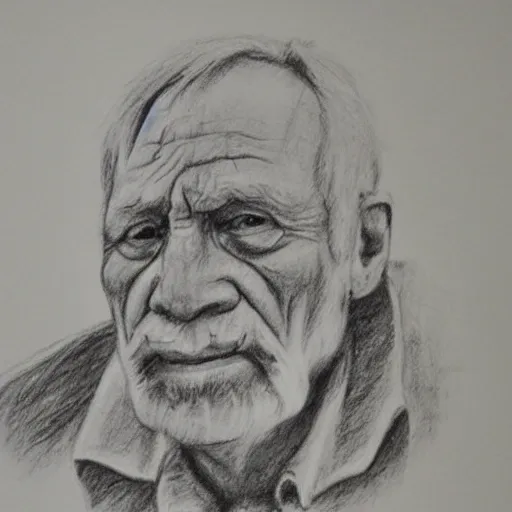 Draw a sketch cuide with pencil of a human oldman on Craiyon