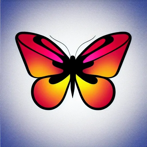 vector logo of a minimalist butterfly, bright colors, Pencil Sketch