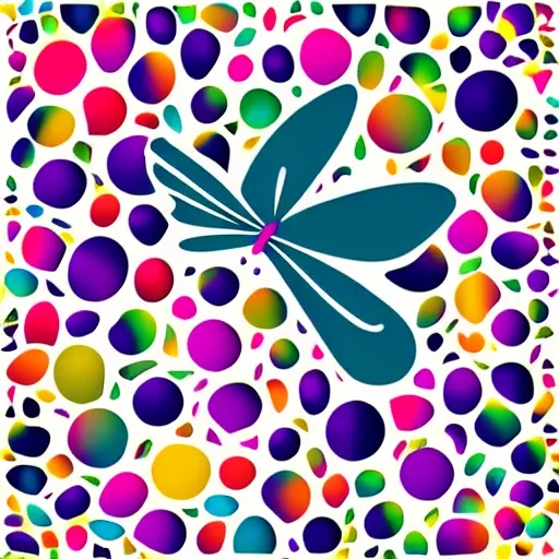 vector logo of a silhouette of a minimalist butterfly with bright colors