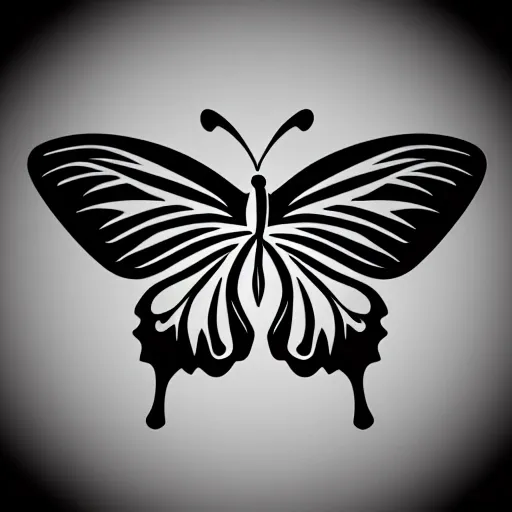 vector logo of a silhouette of a minimalist butterfly, Pencil Sketch