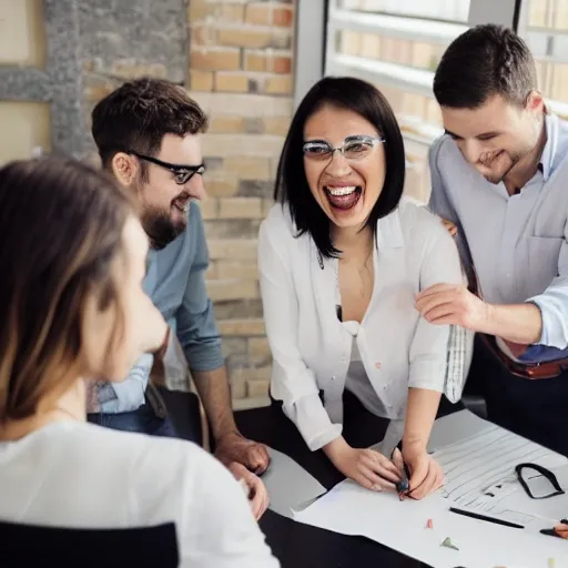 35mm photo project manager in office meeting smiling motivating people sketchboard