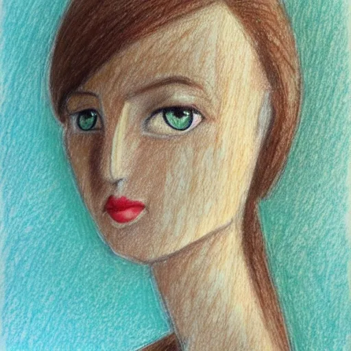 Female princess, angular face, long brown hair, big brown bread, light blue green eyes, Pencil Sketch, Oil Painting