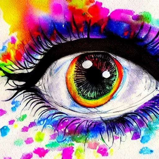 Colorful fantasy eye, Water Color