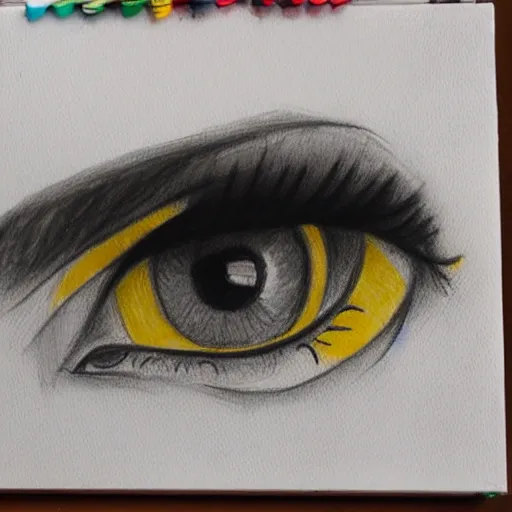 Female, angular face, yellow eyes, Pencil Sketch, Oil Painting