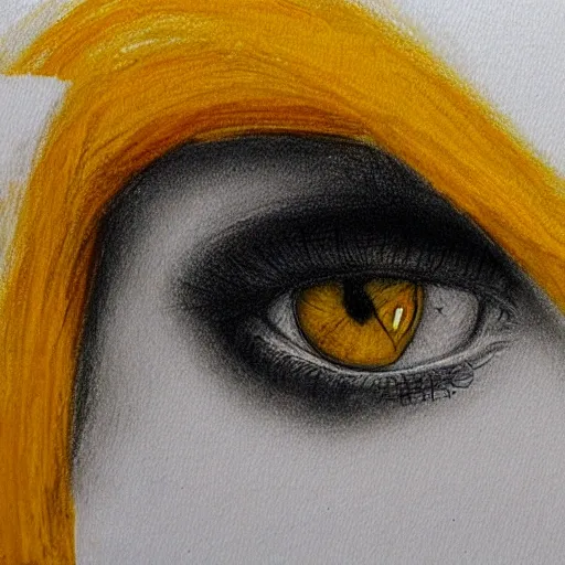 Female, thick face, yellow eyes, Pencil Sketch, Oil Painting