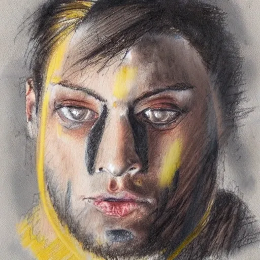 Male, thick face, yellow eyes, Pencil Sketch, Oil Painting