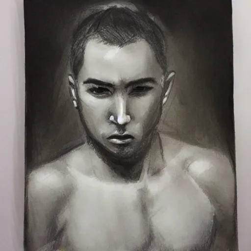 Male, thick face, black eyes, Pencil Sketch, Oil Painting