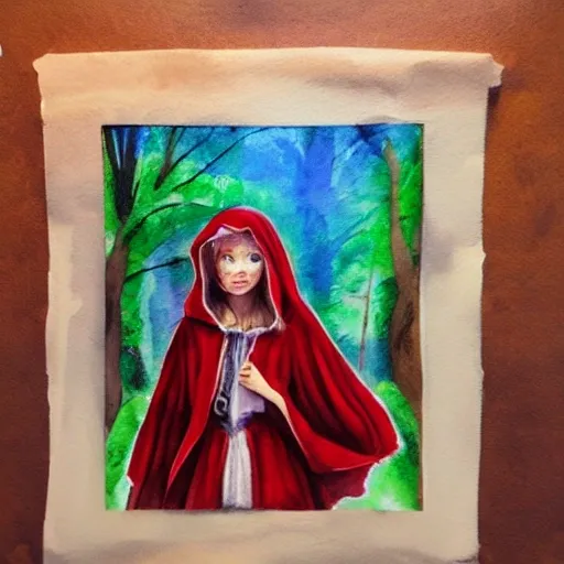 beautiful, perfect, red riding hood, Oil Painting, Water Color, 3D, Trippy