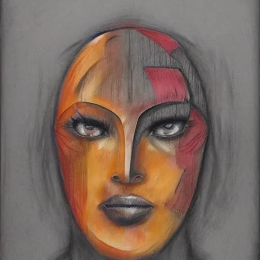 warrior, African, angular face, tan, black eyes, Pencil Sketch, Oil Painting