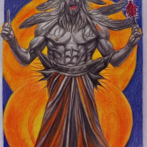 Royerous God of the sun, Pencil Sketch, Oil Painting