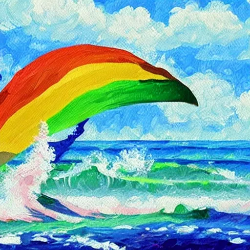 Make a logo for "The Rainbowsurfer Institute for Digital and Media Literacy" , Impressionist Oil Painting