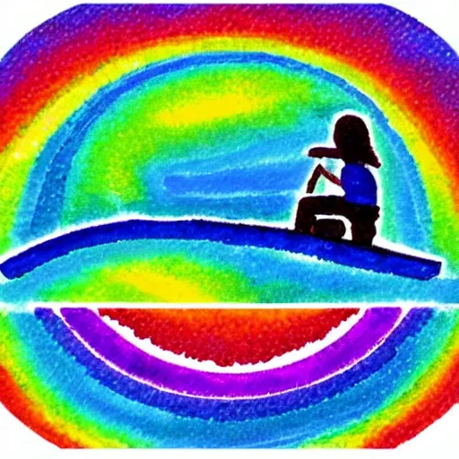 Make a logo for "The Rainbowsurfer Institute for Digital and Media Literacy" ,Pointilliste Water Color