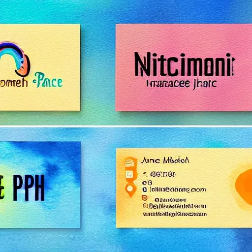 Make a logo for a business card for (place for name, Ph.D.), Founder/Director, The Rainbowsurfer Institute for Digital and Media Literacy"  Impressionist Water Color