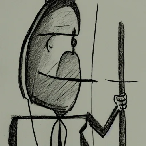 TV-headed stick man transmitting lies, Pencil Sketch, Cartoon