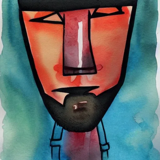 mysterious man, Water Color