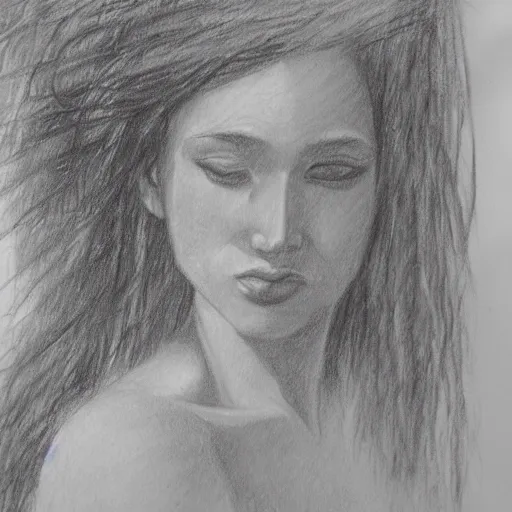 Iridessa Goddes of the sea , Pencil Sketch, Oil Painting, mid age 