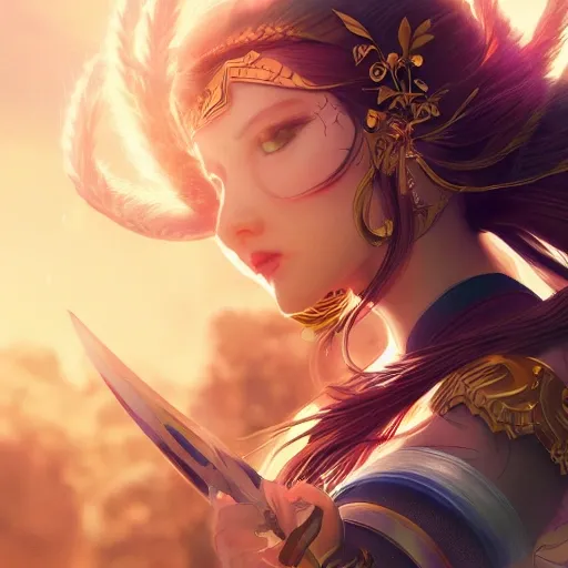 bee as a strong warrior princess| centered| key visual| intricate| highly detailed| breathtaking beauty| precise lineart| vibrant| comprehensive cinematic| t, soft natural lighting, portrait , magical photography, , photo realism, ultra-detailed,