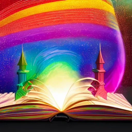 A magic book, highly detailed,  intricate details colorful rainbow,its eating two girls masterpiece  electric lighting around, an explosion of magic, splash effect background, UHD, 32k resolution, winning awards, 