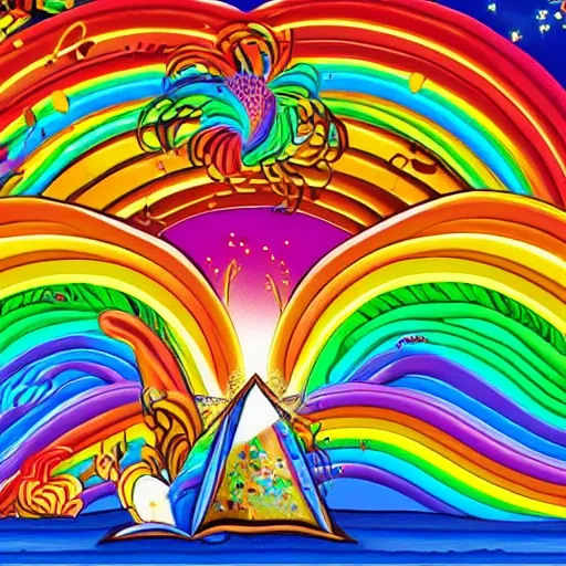 A magic book, highly detailed,  intricate details colorful rainbow,its eating two girls masterpiece  electric lighting around, an explosion of magic, splash effect background, UHD, 32k resolution, winning awards, , Trippy, Cartoon