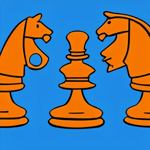 Chess pieces fighting over a chess board, Cartoon