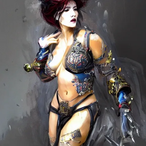 portrait full body female Russian concubine with slim curvy body painting by gaston bussiere, greg rutkowski, yoji shinkawa, yoshitaka amano, tsutomu nihei, donato giancola, tim hildebrandt, oil on canvas, trending on artstation, featured on pixiv, cinematic composition, extreme detail, metahuman creator,(best quality:1.4), ((masterpiece)),((realistic)), (detailed),Negative prompt: paintings, sketches, (worst quality:2.0),(normal quality:2.0), (low quality:2.0), lowres, ((monochrome)), ((grayscale))(monochrome:1.1), (shota:1.5), ((disfigured)), ((bad art)),((NSFW)), bad-hands-5,Steps: 20, Sampler: DDIM, CFG scale: 7, Seed: 4141018083, Size: 512x768, Model hash: 32c4949218, Model: V08_V08, Denoising strength: 0.5, ENSD: 31337, Hires upscale: 2, Hires steps: 20, Hires upscaler: 4x-UltraSharp