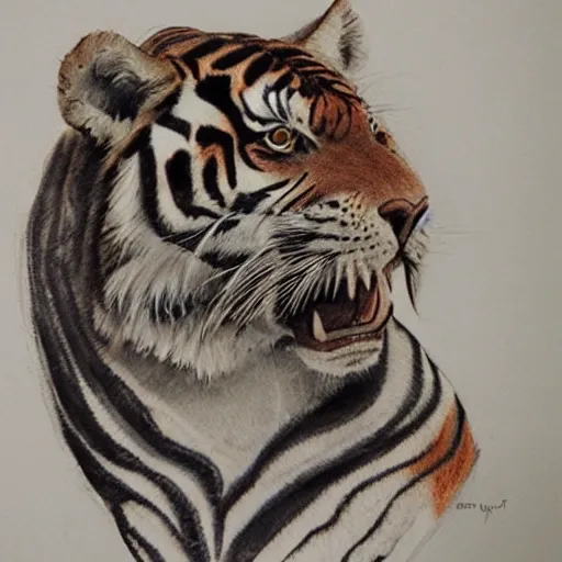 tigre con espada , 3D, Pencil Sketch, Water Color - Arthub.ai