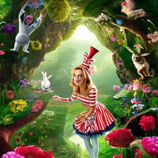 alice in wonderland falling rabbit hole