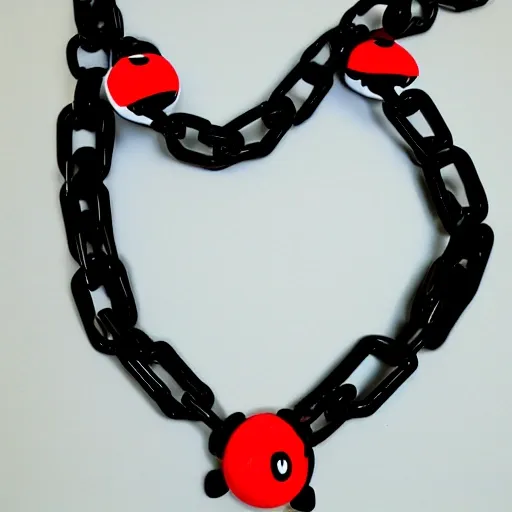 Anime human Chain Chomp with red eyes and chained black necklace