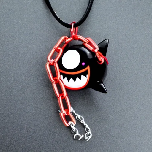 Anime Chain Chomp with red eyes and chained black necklace