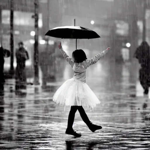 girl dancing in the rain

