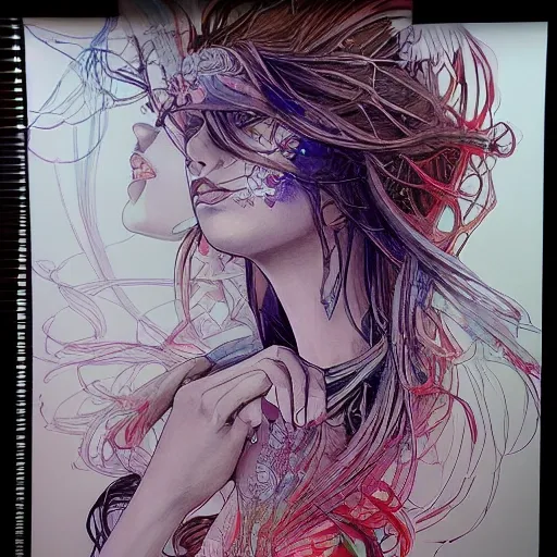 shoulder length messy hair no clothing, happy, Full body, Beautiful anime waifu style girl, hyperdetailed painting, luminism, art by Carne Griffiths and Wadim Kashin concept art, 4k resolution, fractal isometrics details bioluminescence , 3d render, octane render, intricately detailed , cinematic, trending on artstation Isometric Centered hyperrealistic cover photo awesome full color, hand drawn , gritty, realistic mucha , intricate, hit definition , cinematic,Rough sketch, bold lines, on paper, 3D