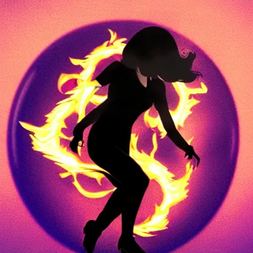 a female wizard casting black fire ball